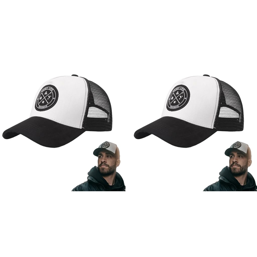 PROBEROS Mens Sun Cap for Hiking and Fishing with Mesh Design | 2PCS Black and White