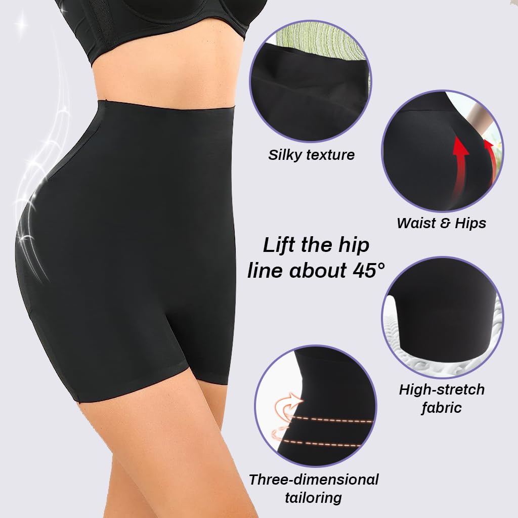 PALAY Butt Lifter Padded Underwear for Women with Seamless Hip Pads | 2PCS Black Set