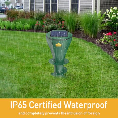 HASTHIP 2Pcs Solar Ultrasonic Animal Repellent with 3 Changing Frenquency Modes IP65 Waterproof 9.8 Inches Animal Repellent Spiral Sticks Ultrasonic Animal Repellent for Garden, Lawn, Farm Land