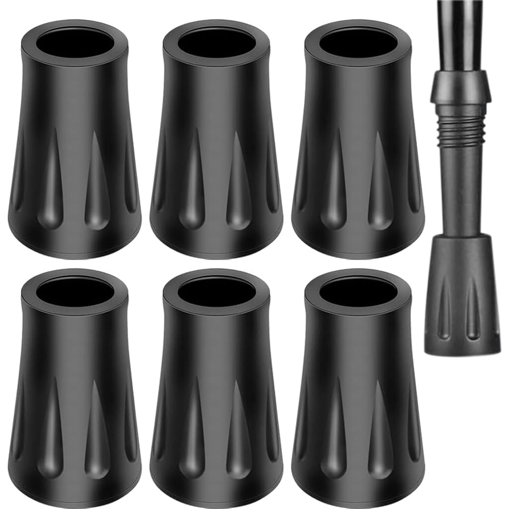 Proberos® 6Pcs Trekking Stick Ferrule Rubber Walking Stick Tip Ferrule Wear Resistant Rubber Hiking Pole Universal Size Walking Stick Ferrule for Most Trekking Poles, Walking Canes, Hiking Sticks