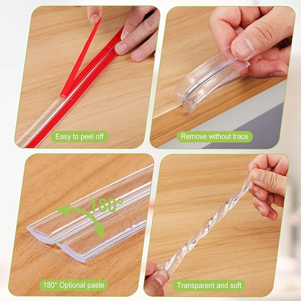 SNOWIE SOFT Table Corners Edge Protector for Baby Safety with 3 Meter Self Adhesive Clear Silicone | Fits Desks Cribs and Walls