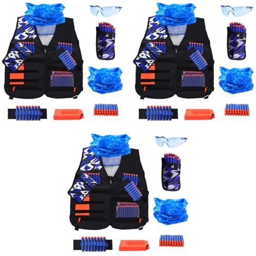 PATPAT® Tactical Vest Kit for Kids Nerf Gun Gear Boys Girls Guns Toys 6 Years Birthday Christmas Gifts Blue 3PCS