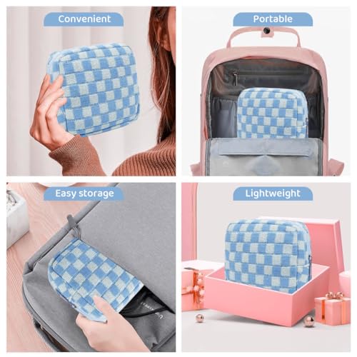 MAYCREATE 2pcs Small Makeup Pouch Sanitary Pad Pouch 5.5in Period Bag Checked Print Coin Purse Zipper Sanitary Napkin Pads Storage Pouch Feminine Travel Pouch for Teen Girls Women