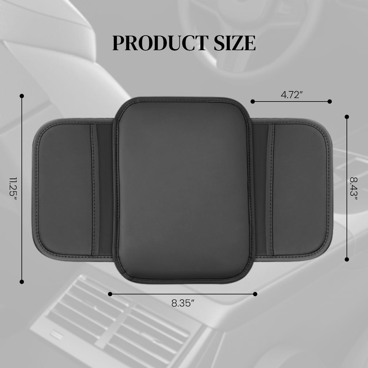 STHIRA® Car Center Console Armrest Pad Fashion PU Car Center Console Cover with 2 Storage Pouches Universal Center Console Armrest Cushioning Pad Armrest Cover Car Organizer, Black