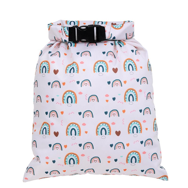 SNOWIE SOFT® Waterproof Bag TPU Travel Diaper Wet Bag, Cartoon Cloth Diaper Wet Bag, Leakproof Roll & Clip Closure Travel Diaper Pouch Dirty Diaper Carrier, Washable and Reuseable, 27.5x40cm