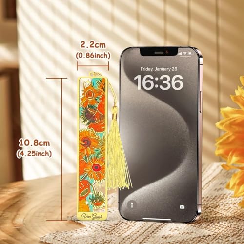OFIFO® Metal Bookmark Set of 4 with Tassel Gold Hollow Van Gogh Design Artistic Book Marker for Readers Unique Gift Lovers Students Men Women Kids 3PCS