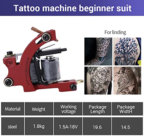 Verilux Complete Tattoo Kit with 2 Tattoo Machines Power Supply and Foot Pedal | Red Three Pin US Plug