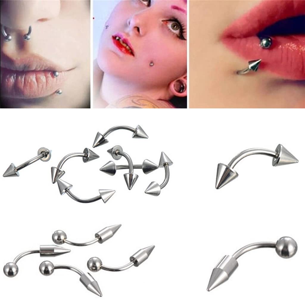 HASTHIP® 85 pcs Stylish Piercing Stainless Steel Body Jewelry Set for Women and Men For Lip,Tongue,Eyebrow,Nipple,Belly Button,Nose & Piercing Art