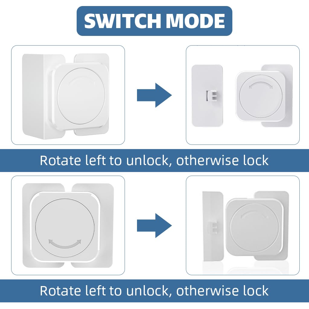 SNOWIE SOFT Child Safety Locks for Cabinets and Drawers 12PCS with Rotatable Knob | No Drill Adhesive Baby Proofing