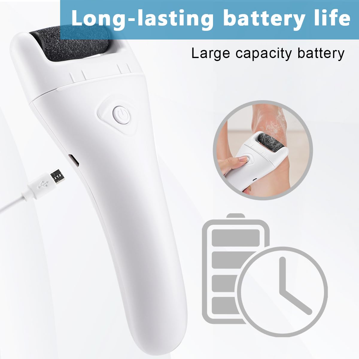 HANNEA Electric Pedicure Scrubber for Foot Care with 3 Rollers & USB Rechargeable Design