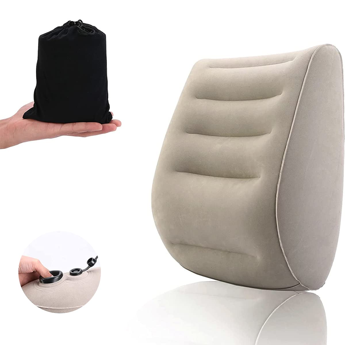 PALAY Inflatable Travel Pillow for Flight and Office with Self‑Inflating Design 42×40×18 cm Grey