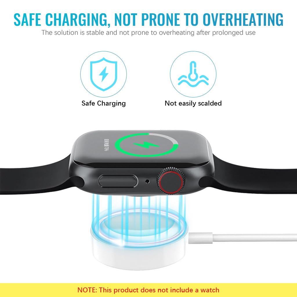 Verilux Watch Charger Cable for Apple with 5.9ft Length and Magnetic Charging Module | USB C and Lightning Connectors