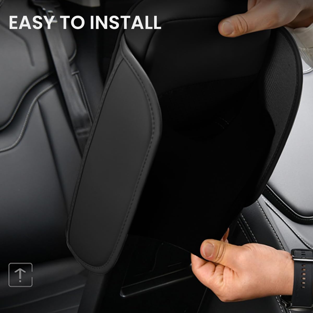 STHIRA Universal Armrest for Car with Side Storage Pouch featuring Ergonomic Cushion 31x16x5cm | PU Leather Comfort Support