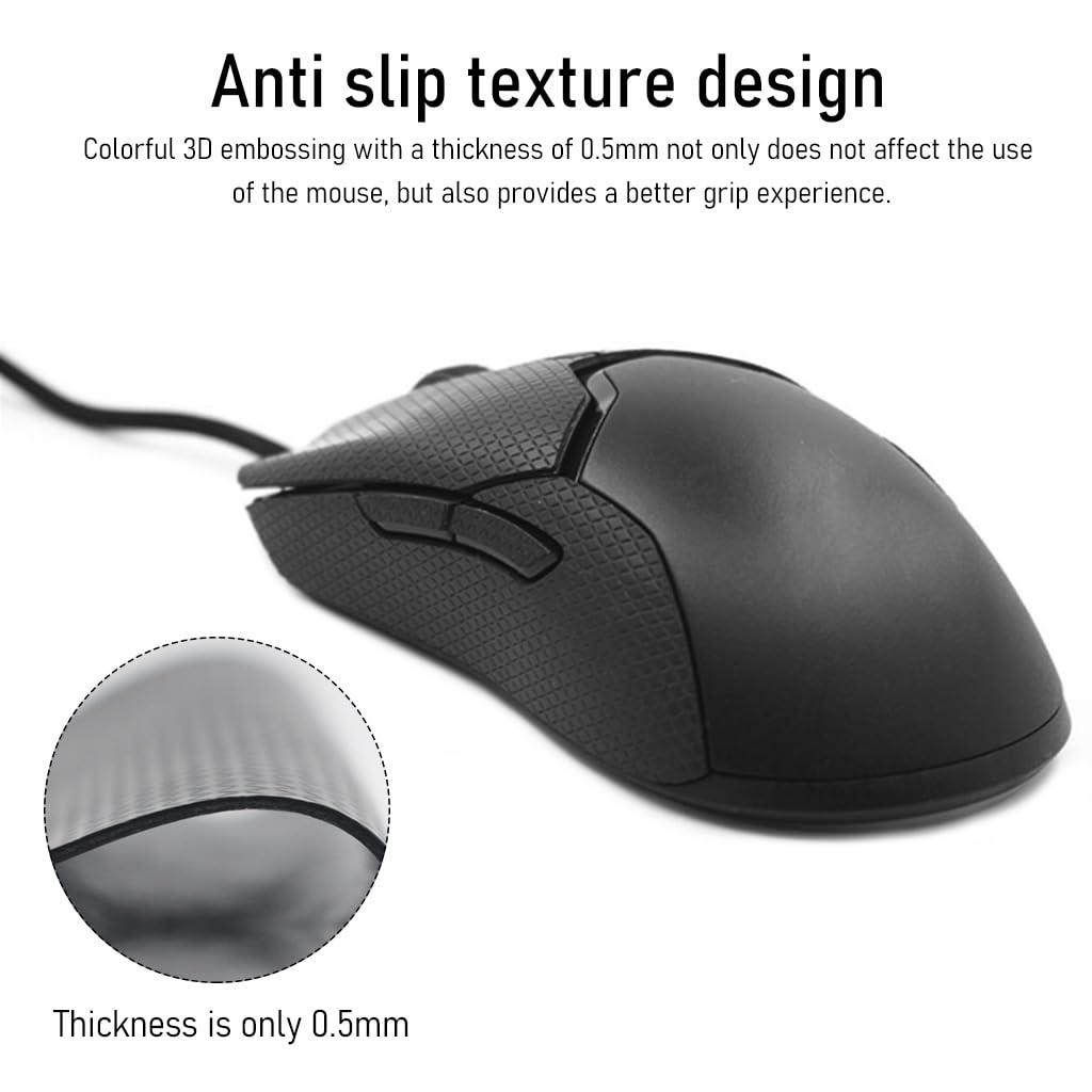 Verilux® Mouse Grip Tape for Razer Viper Mini Ultralight Gaming Mouse Anti Slip, Non Fading Gaming Mouse Skin, Sweat Resistant, Easy to Use, Self Adhesive Design, Pre Cut (Mice is Not Included)