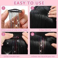 MAYCREATE® 6pcs Hair Tinsel Clip-in Glitter Hair Extensions for Women, 20.5in Pink Shiny Tinsel Strands, Heat Resistant Fairy Sparkle Hair Accessories for Girls Kids Festival Cosplay Party Gift