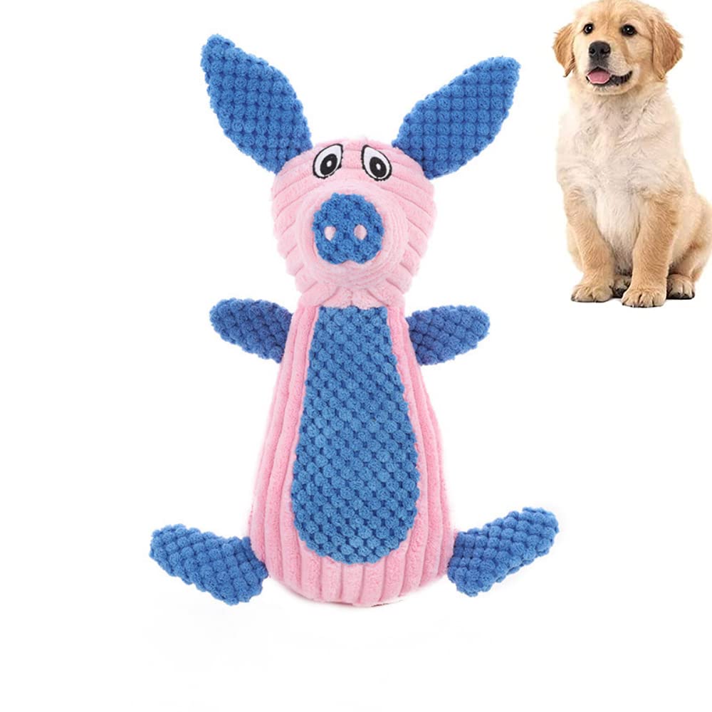 Qpets Dog Toys for Small and Medium Dogs with Squeaky Sound and Soft Plush Piggy Design | Chew Play and Teeth Cleaning
