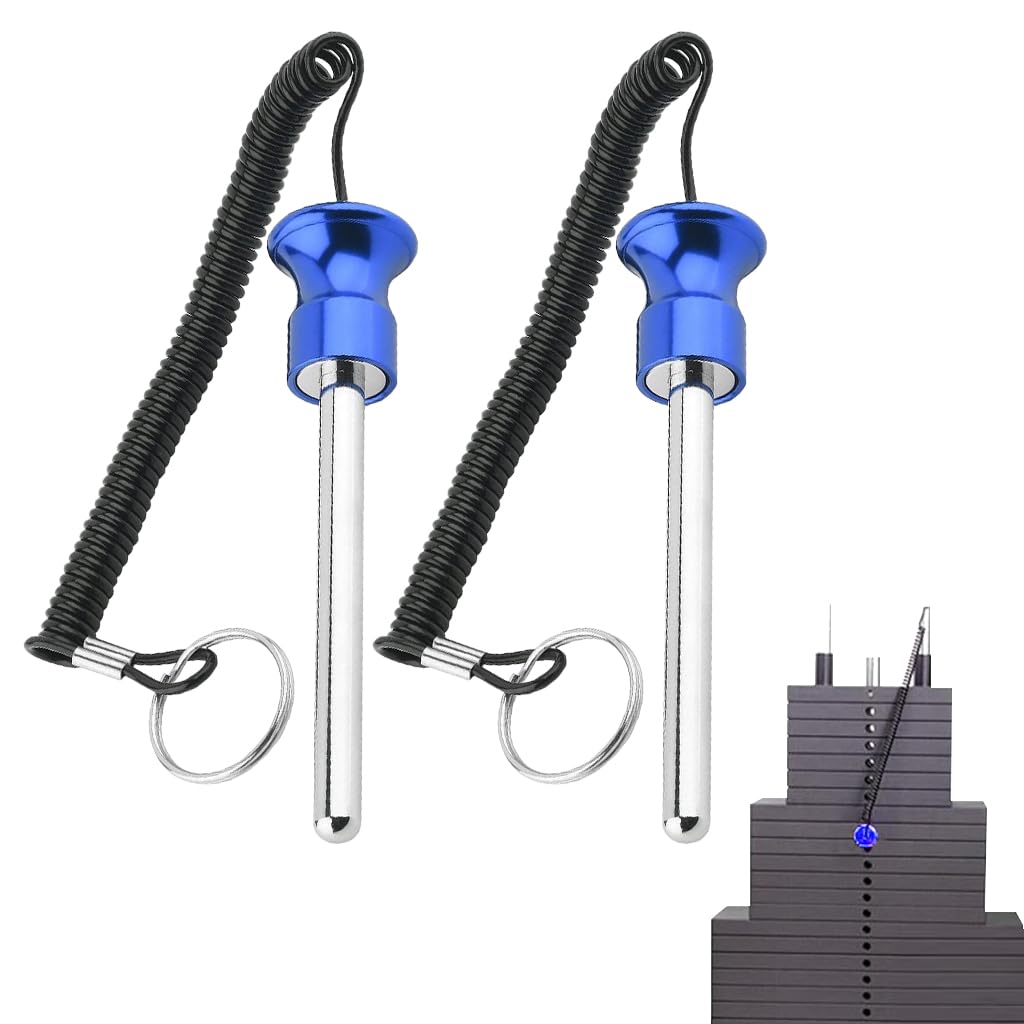 Proberos Weight Stack Fit Pins for Gym with Spring Coiled Lanyard & Keyring | Aluminum Alloy 2 Pcs