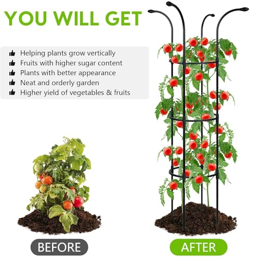 HASTHIP® 51 inch Flower Trellis Climbing Plants Trellis Plant Support Frame Sheathed Steel Pipe Plant Climber Structure 11 inch Dia Garden Trellis for Roses, Morning Glories, Clematis