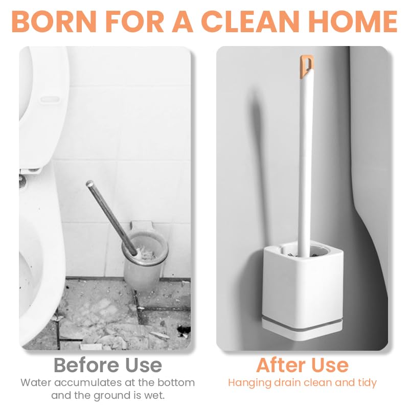 HASTHIP Toilet Bowl Cleaning Brush for Bathroom with 15.7 in Long Handle and Detachable Drip Tray