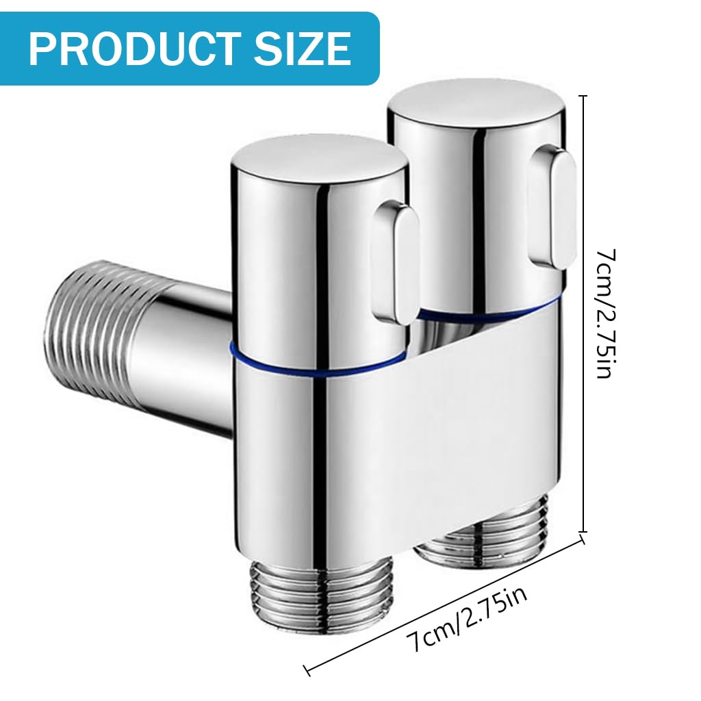 Supvox® One In Two Out Water System Control Valve Bathroom Faucet Installation Accessories Bidet Installation Connector Universal Bathroom Water System Control Valve with Separate Control Switch