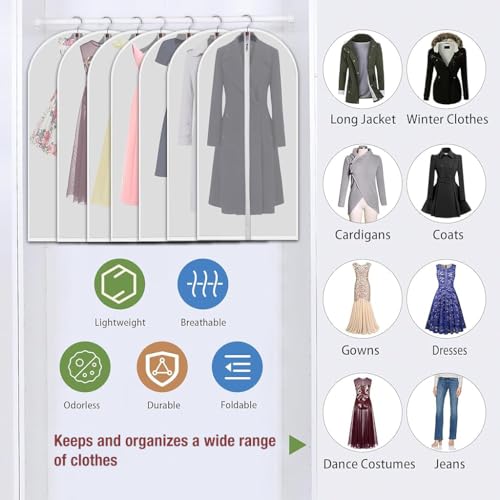HASTHIP® 5-Piece Suit Cover Set Clear Zippered Plastic Garment Bags for Coat More 60x100cm 2PCS