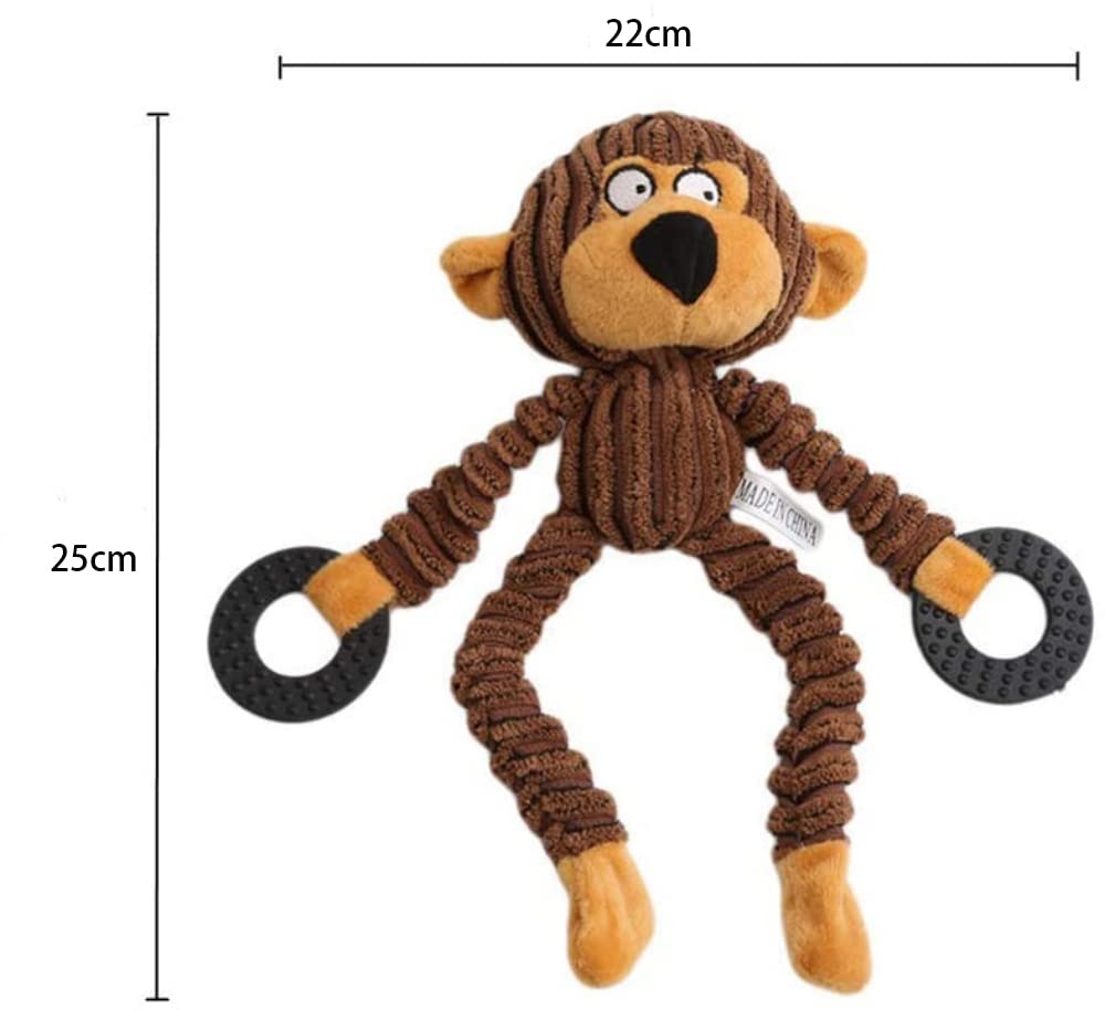 Qpets Puppy Toy Cute Fawn Natural Puppy Chew Toys Accessories for Teething Small Medium Dogs Durable Dog Chew Teether Toy Plush Cute Animals Pet Toy Dog Toys for Puppies(Monkey)