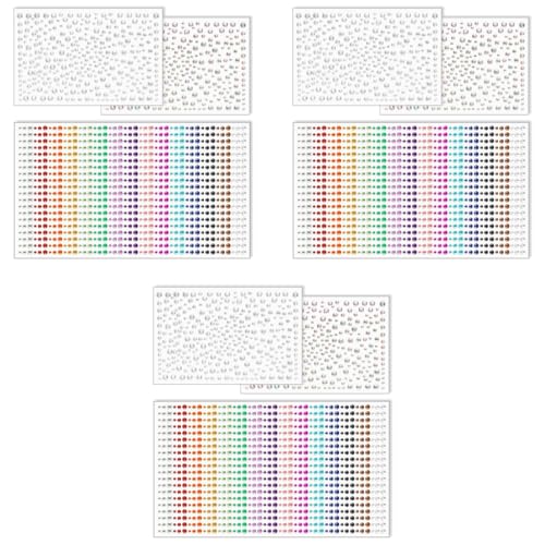 MAYCREATE® 1600PCS Face Gem Rhinestones Sticker Kits 3/4/5/6 mm Self Adhesive Flatback Glitter Crystal Gems for Makeup Assorted Color Jewels Diamonds for DIY Craft Clothes Making Nail Art
