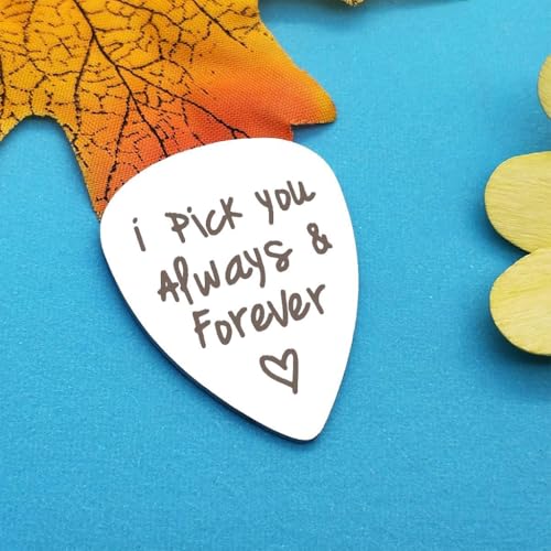 PATPAT® 4PCS Guitar Picks Couple Gift Engraved I Pick You Always Forever Id Everytime Stainless Steel Acoustic Music