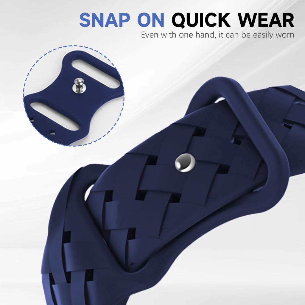 ZORBES Silicone Braided Weave Bands for Apple Watch 44/45/46/49mm with Tuck Pin Closure | Breathable Waterproof Strap for Men and Women