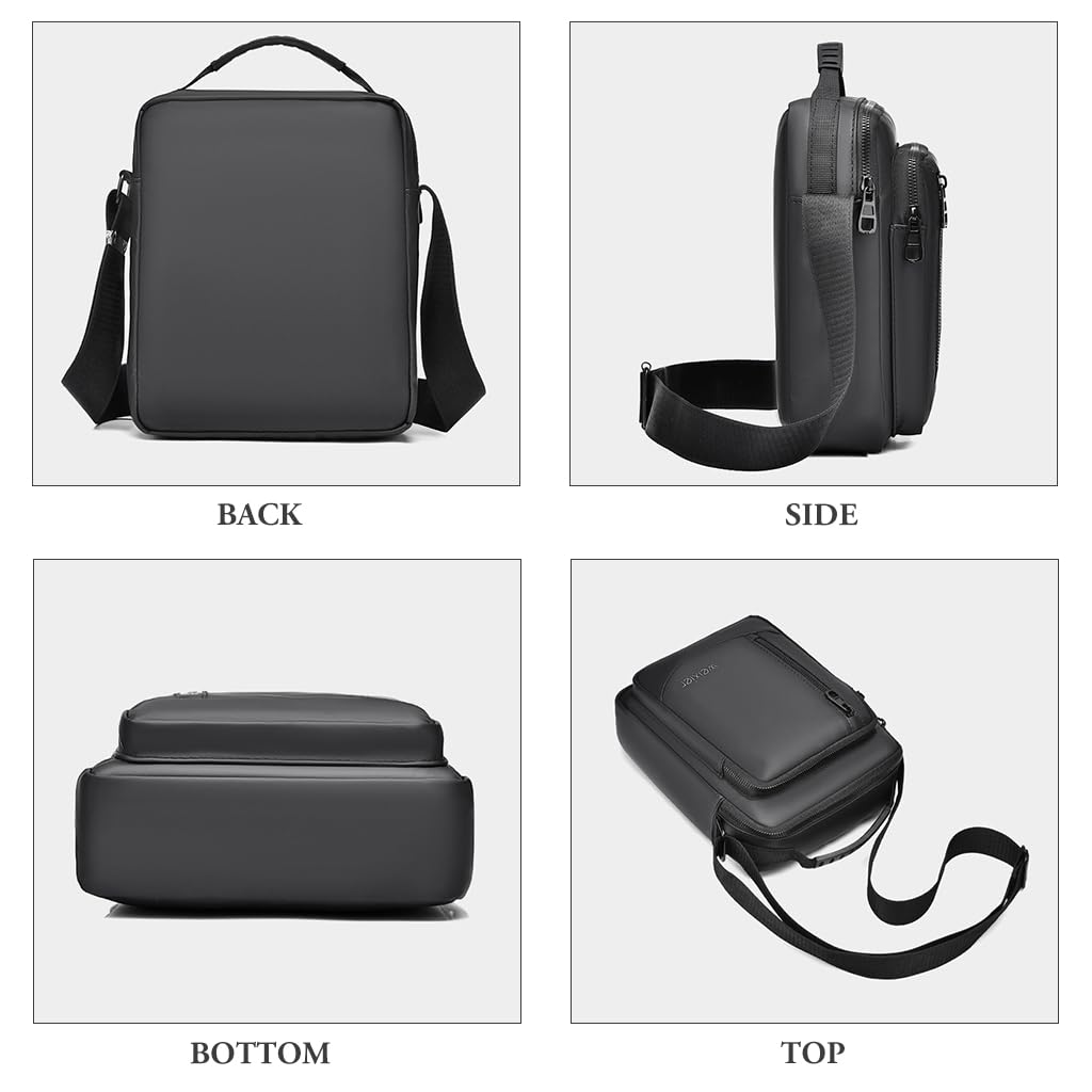 GUSTAVE Sling Bag for Men with Adjustable Strap and Handle 19×7×24 cm PU Black | Commuting