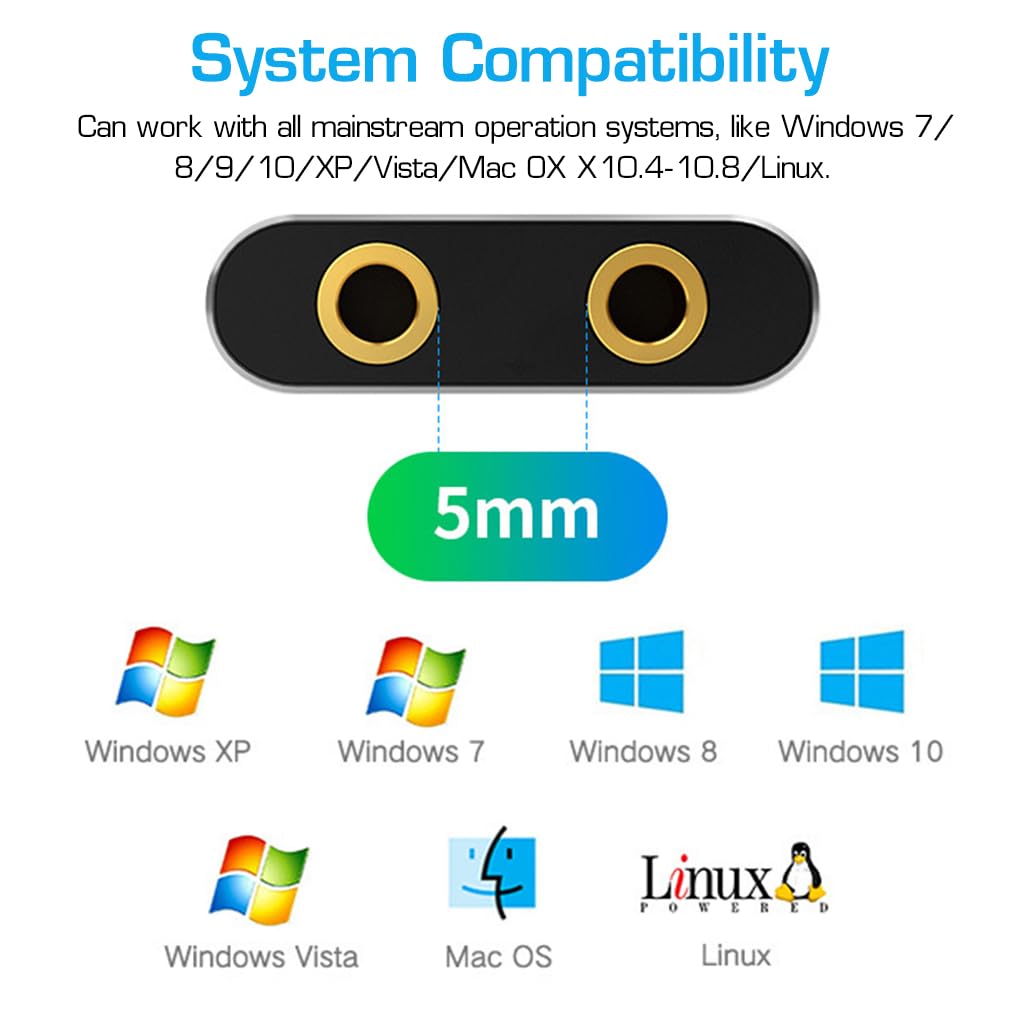 Zeitel® USB Sound Card USB to 3.5mm Jack Audio Adapter USB External Stereo Sound Adapter Splitter Converter for Windows and Mac, Linux, Laptop, PC, Compatible with PS4, Headset, Plug & Play