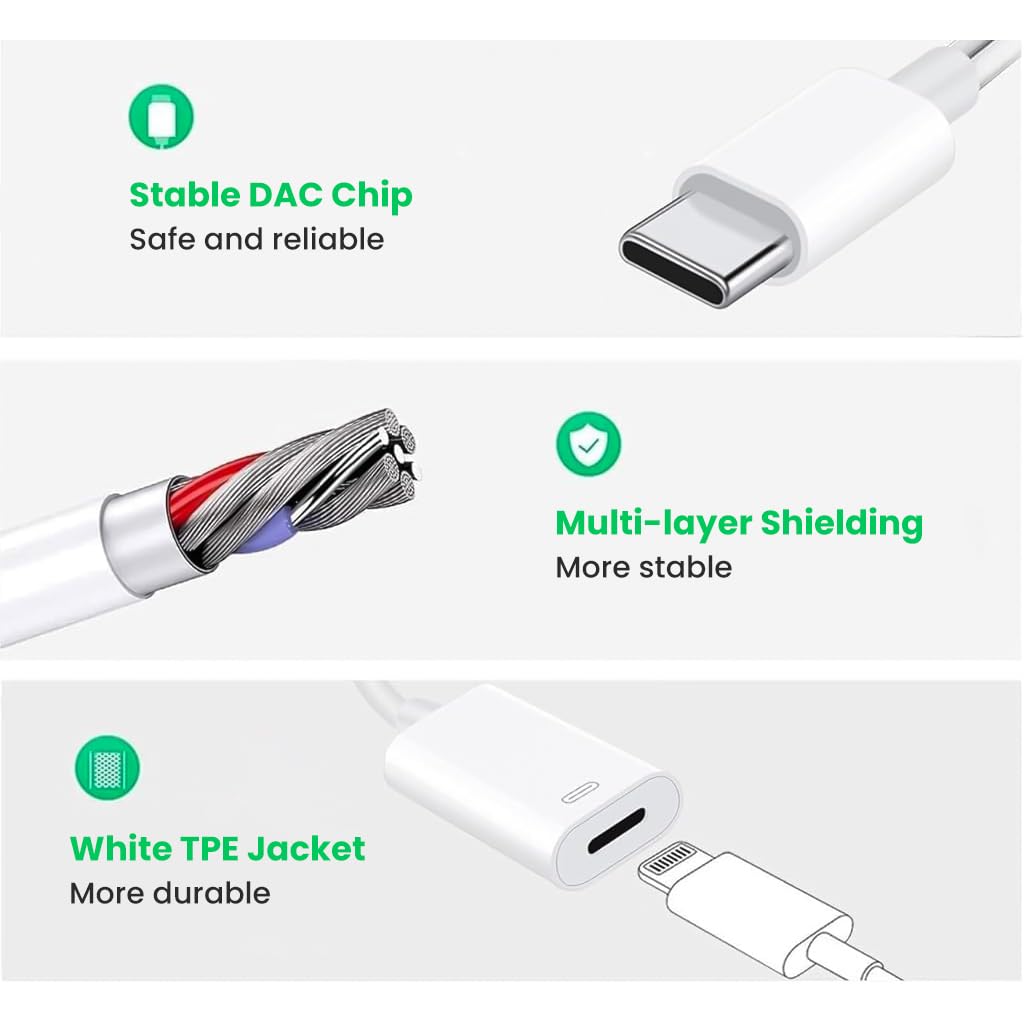 ZORBES Type C to Lightning Adapter for iPhone 15 with 25cm Cable and PD 27W Fast Charging | Plug and Play Connection