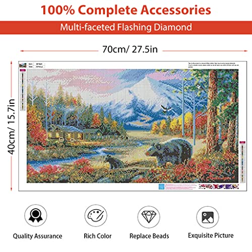 HASTHIP® 5D Diamond Painting Kit 27.5 X 15.7inch Large Size Black Bear for Adults DIY Full Drill Crystal Rhinestone Arts and Crafts Art Home Wall Decor 2 PCS