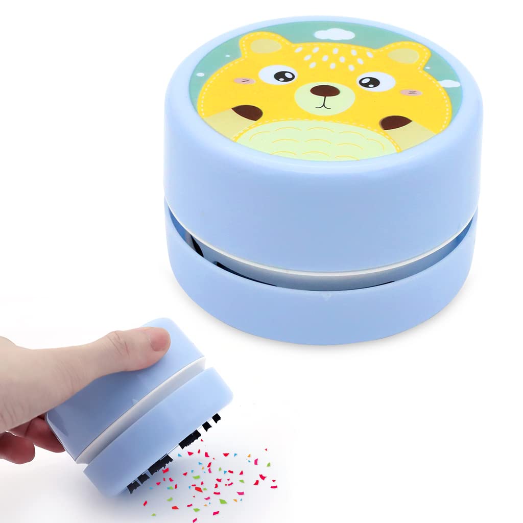 ZORBES Mini Desktop Vacuum Cleaner for Desk and Keyboard with 360° Nylon Brush | Portable Battery Powered Blue