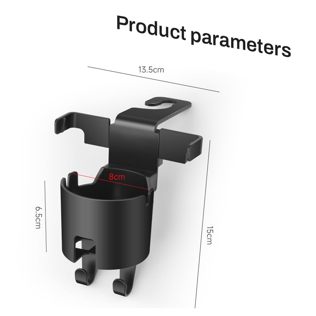 STHIRA Cup Holder for Car Headrest Posts with Dual Hooks and Phone Holder | 3 in 1 Backseat Organizer