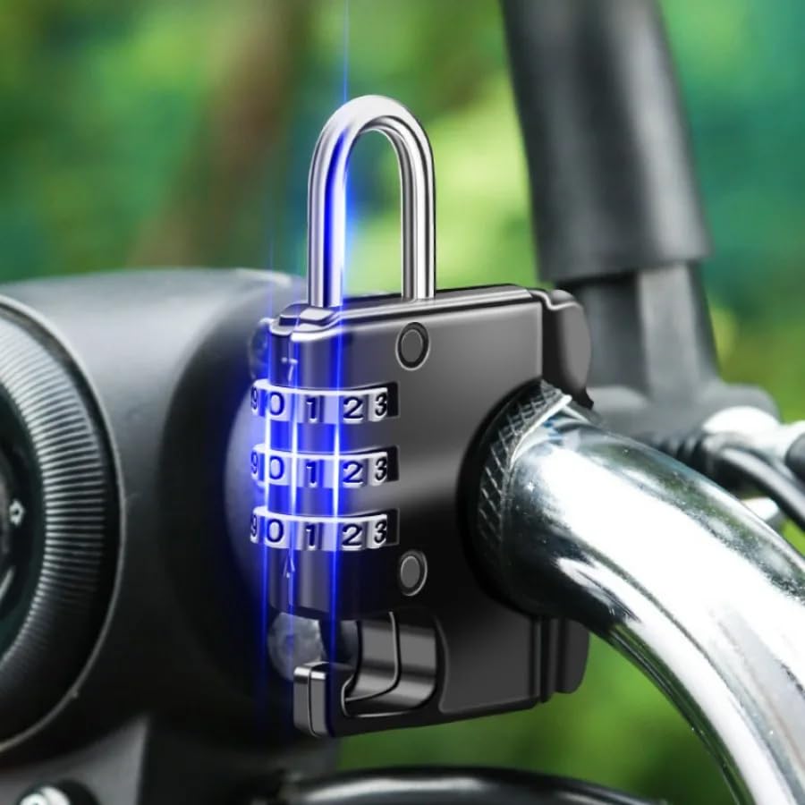 STHIRA Motorcycle Helmet Lock for Motorbikes and Scooters featuring 3 Digit Combination | Fits 22–28 mm