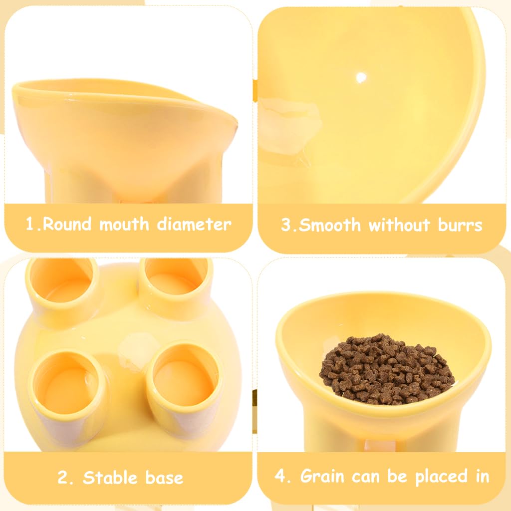 Qpets® Cat Feeding Bowl Elevated Feeding Bowl for Cat Round Cat Food Bowl Healthy Cat Feeding Bowl, Prevent Tipping Over Durable Plastic Cat Feeding Bowl (5.4inch Diameter, Yellow)