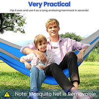 Optifit® Hammock for Camping Outdoor Activities with Mosquito Net and Accessories, Hammock Swing for Adults Kids, Portable Ultralight Nylon Hammock for Travel Beach Trekking, Maximum 200kg Load Green