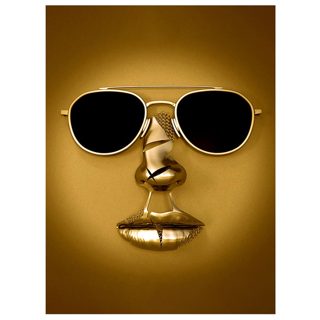 HASTHIP 3D Metal Figure Wall Art for Home and Office featuring Couple Love Heart 30x40cm Gold