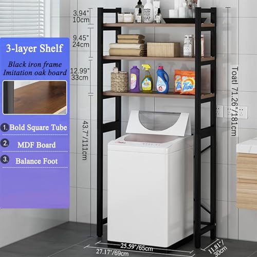 HASTHIP® 3 Layer Over The Washing Machine Storage Stand - Metal Bathroom Shelf DIY Assembly Organizer for Washer Dryer for Laundry Room Wash Basin Floor Stand Fits Most Machines