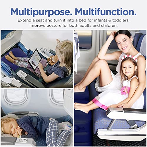 HANNEA® Inflatable Air Travel Pillow Long Footstool Seat Rest Foldable for Flight Home Office Self-inflatable for Adult Kids Dark Blue 3 PCS