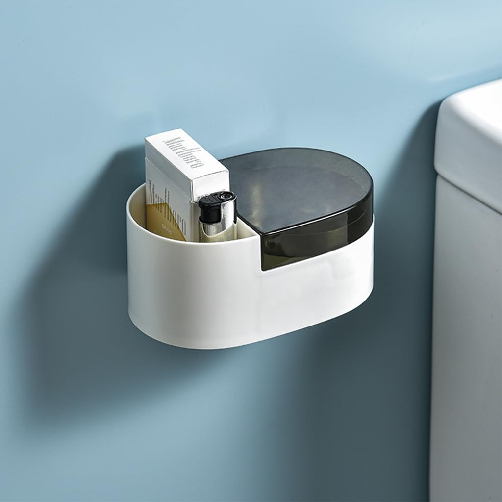 HASTHIP Wall Ashtray for Bathroom Balcony and RV featuring No Drill Adhesive Mount | Detachable Stainless Steel Tray with Lid