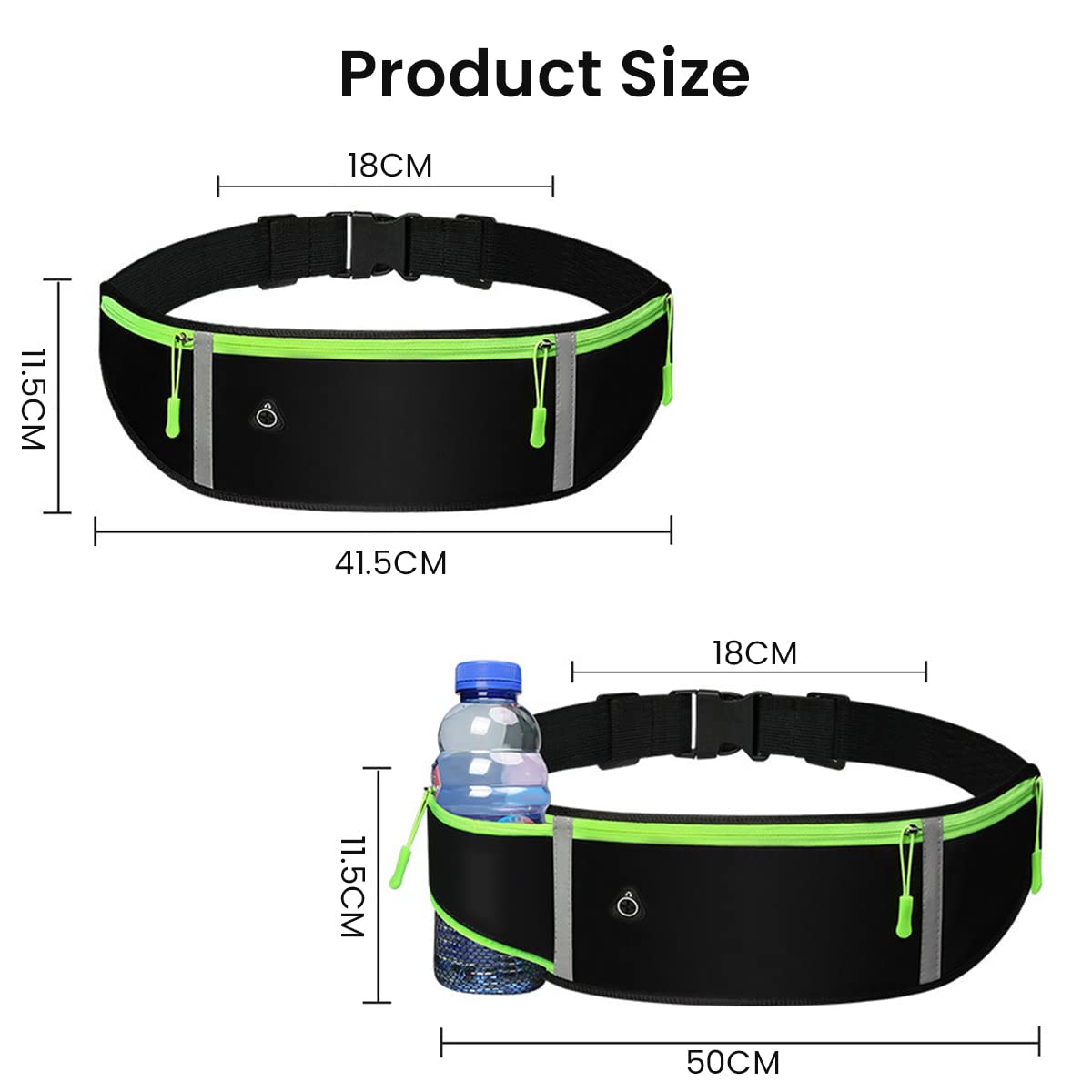 Optifit Running Belt Bag for Outdoor Workout with Cup Holder and Cable Hole | Fits 31–53 in Waist