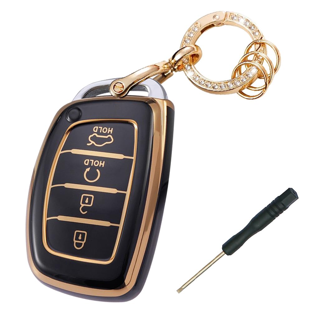 STHIRA Luxury Hyundai Car Key Protective Case with Quick Release Keychain featuring Soft TPU Cover for 2020–2023 Sonata Santa Fe or Tucson