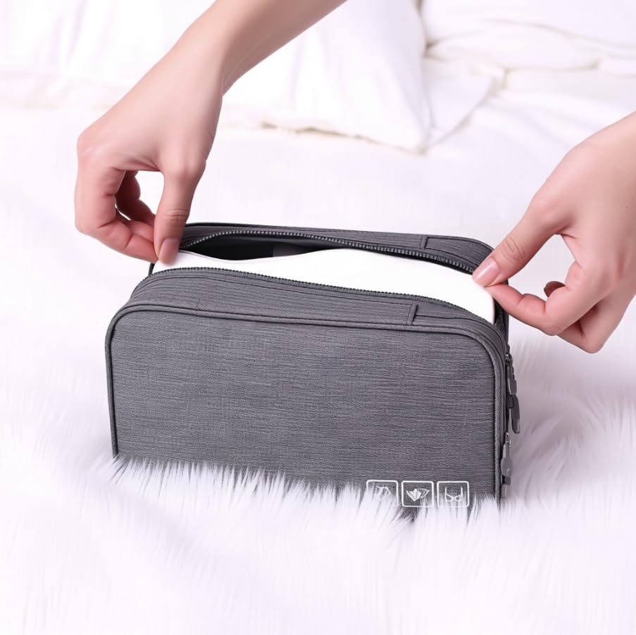 ZIBUYU Travel Underwear Organizer for Vacations and Business Trips with Smart Compartments featuring Water Resistant Fabric and Top Handle | Compact Storage for Intimates