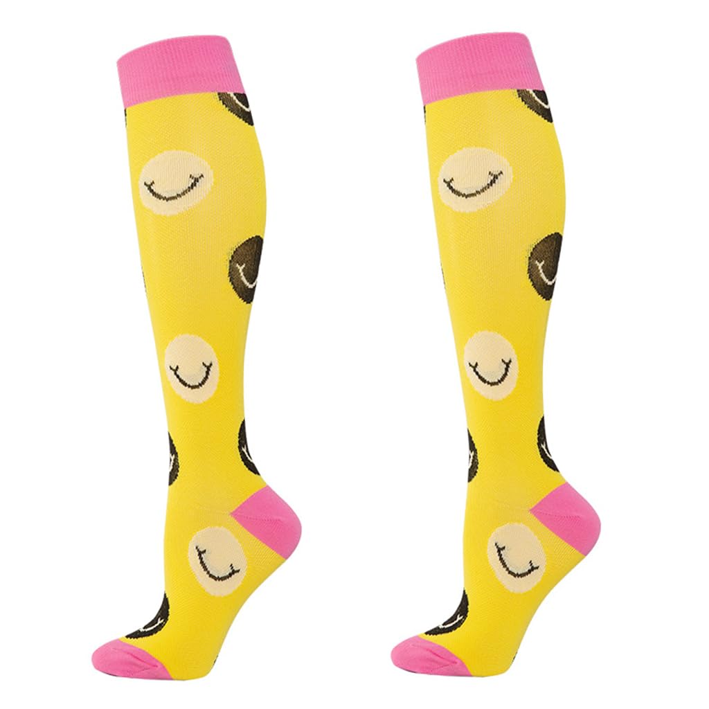 Proberos Women Compression Socks for Running and Workout featuring Anti Slip Yellow Design