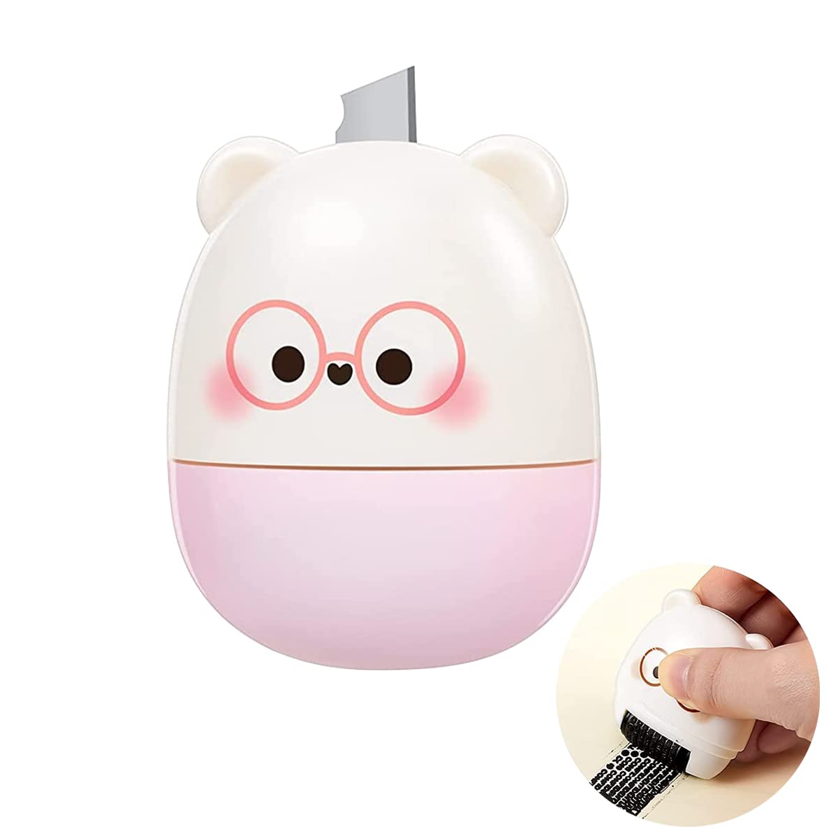 Climberty Identity Protection Roller Stamp with Retractable Cutting Tool and ABS Body | 4.7×5.6 cm Pink Privacy Protector