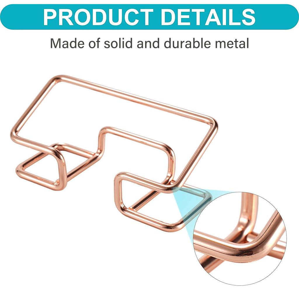 Climberty Business Card Holder for Desk with Tilting Display and 100pcs Capacity | Rose Gold Metal Organizer