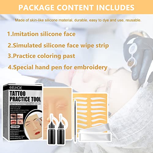 MAYCREATE® Eyebrow Tattoo For Men, Skin Pad for Tattoo Practice Eyebrow Permanent Tattoo Practice Kit Microblading Set Manual Eyebrow Pen Needle Pigment Ink Practise Skin Tool