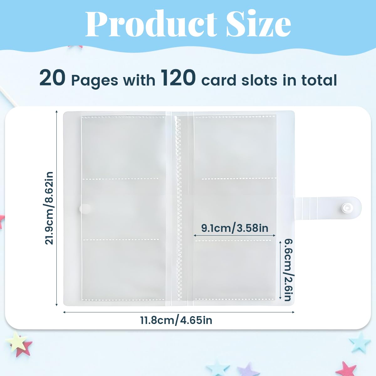 PATPAT Card Holder for Trading Cards with 120 Pockets and Double Sided Transparent Pages | White Organizer